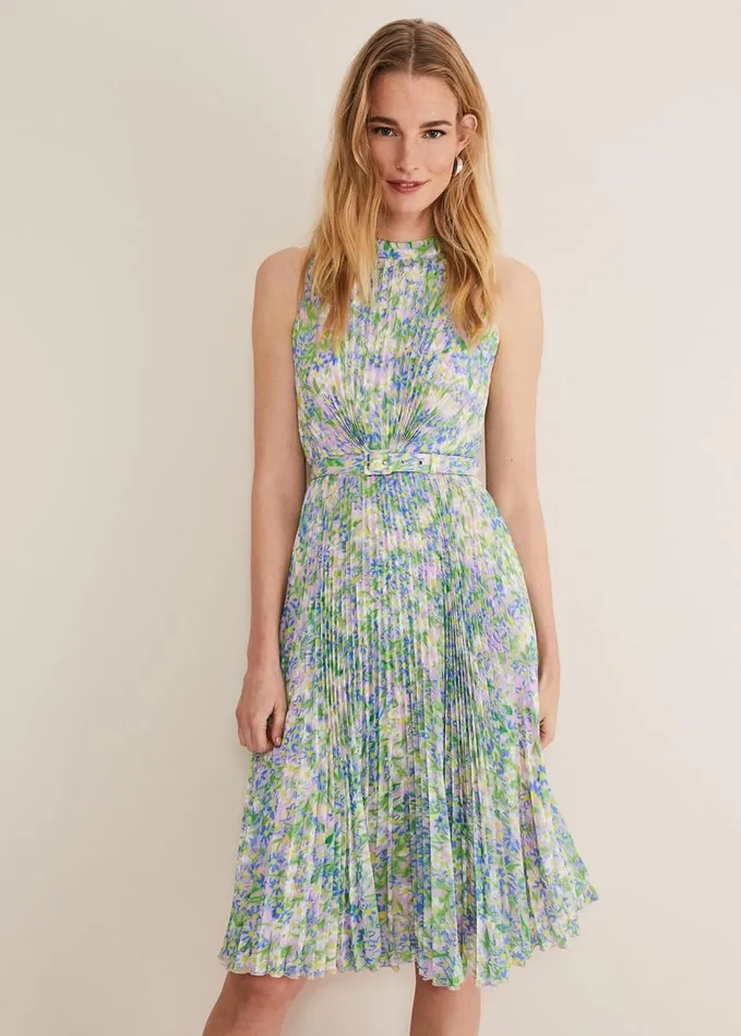 Phase Eight Simara Daisy Pleated Midi Dress Multicoloured Women Dresses