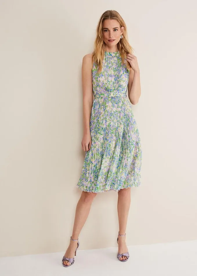 Phase Eight Simara Daisy Pleated Midi Dress Multicoloured Women Dresses