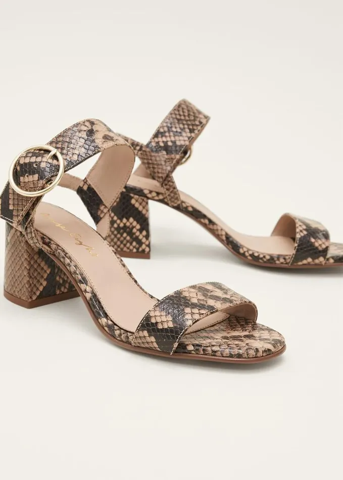 Phase Eight Snake Skin Leather Buckle Sandals Snake Women Heels