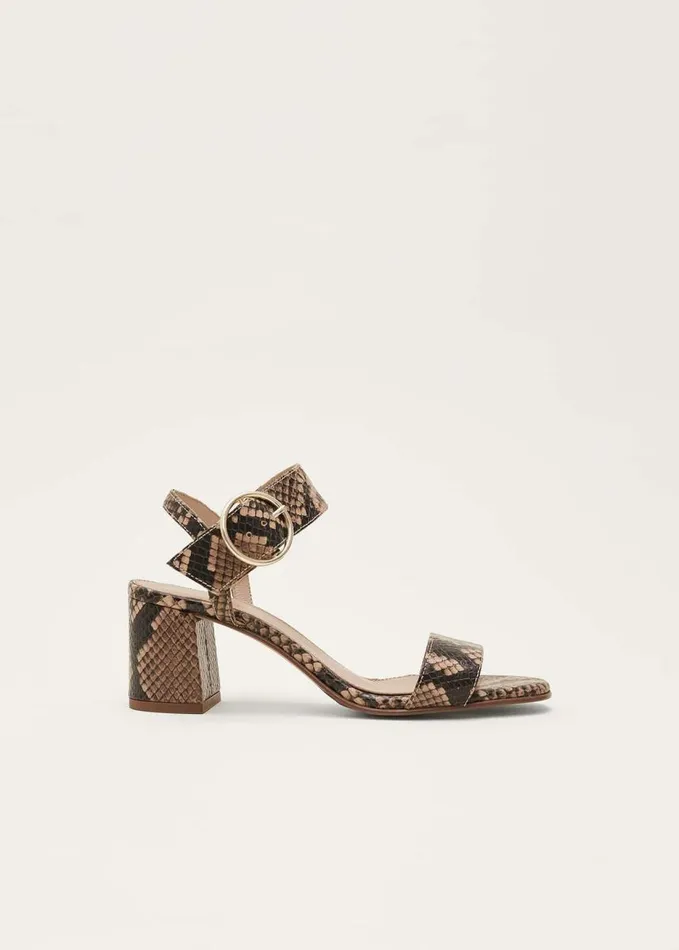 Phase Eight Snake Skin Leather Buckle Sandals Snake Women Heels