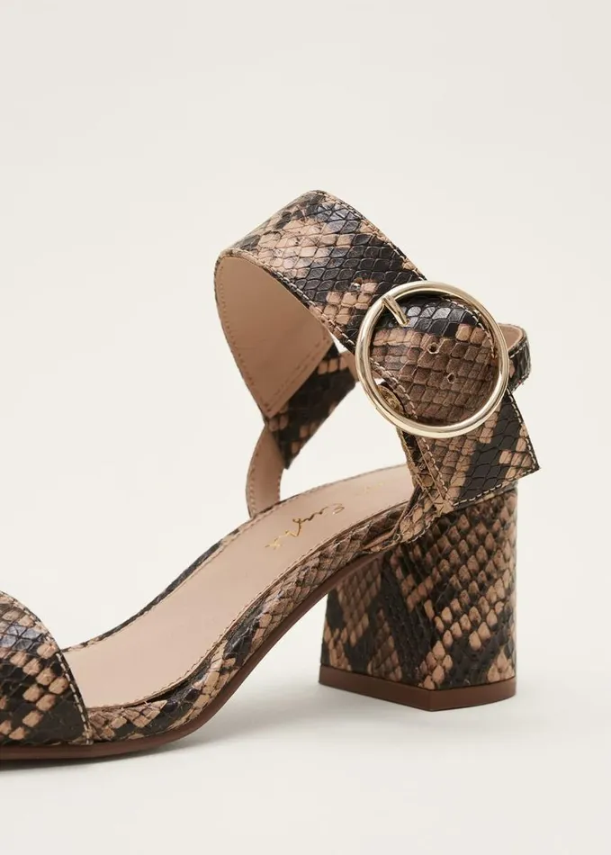 Phase Eight Snake Skin Leather Buckle Sandals Snake Women Heels