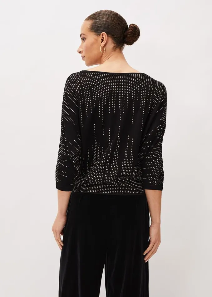 Phase Eight Sophian Embellished Fine Knit Jumper Rose Gold Women Knitwear