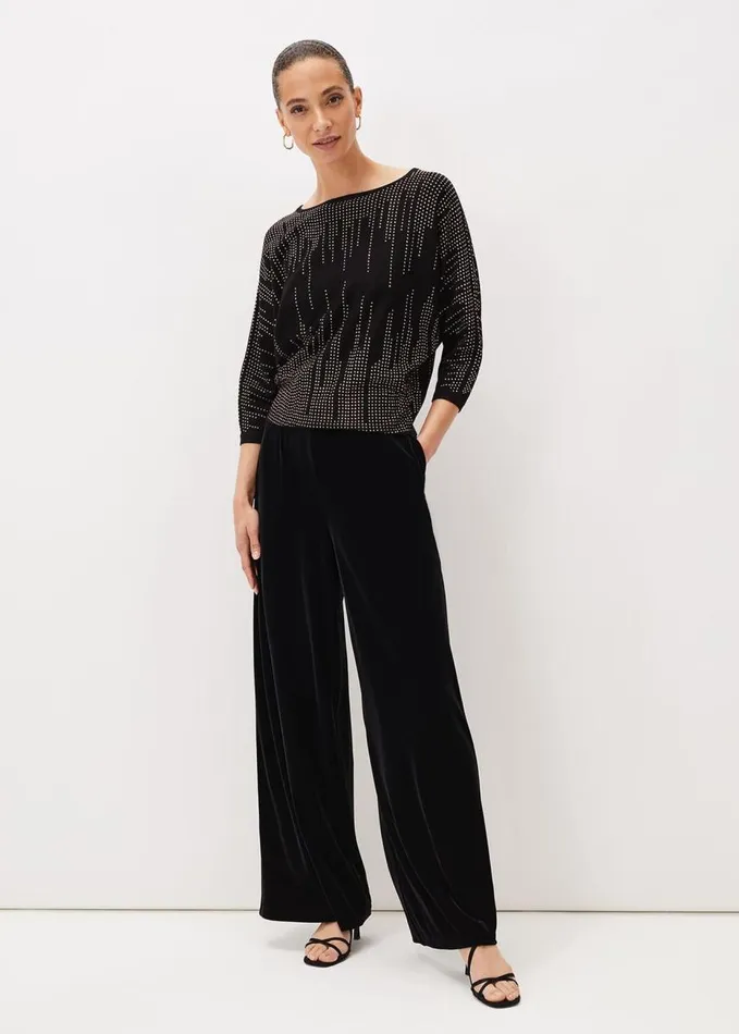 Phase Eight Sophian Embellished Fine Knit Jumper Rose Gold Women Knitwear