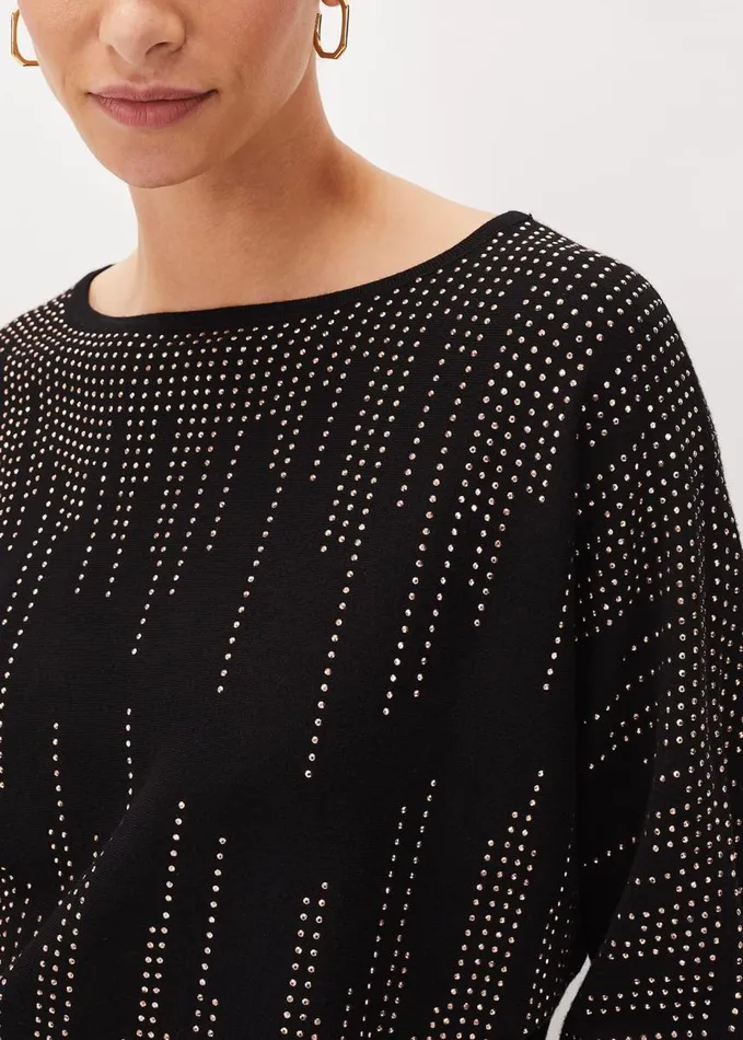 Phase Eight Sophian Embellished Fine Knit Jumper Rose Gold Women Knitwear