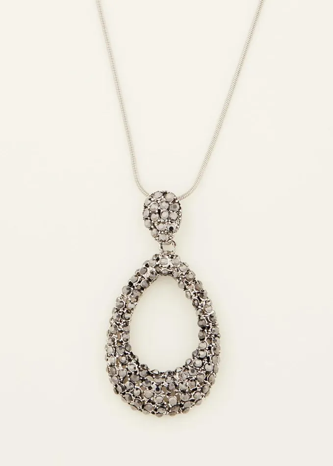 Phase Eight Sparkle Teardrop Long Pendant Silver Women Jewellery