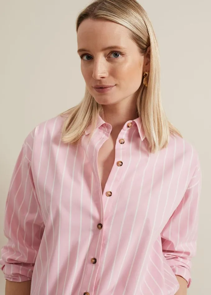 Phase Eight Stripe Shirt Pink Women Shirts and Blouses