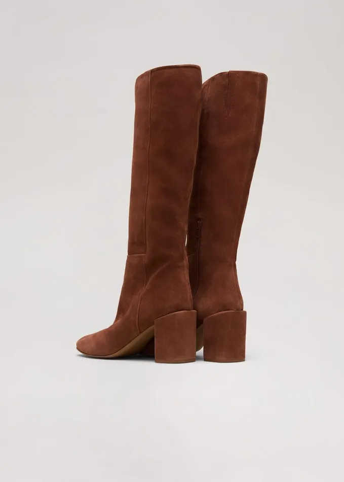 Phase Eight Tan Suede Block Heel Knee Boot Tan Women Boots