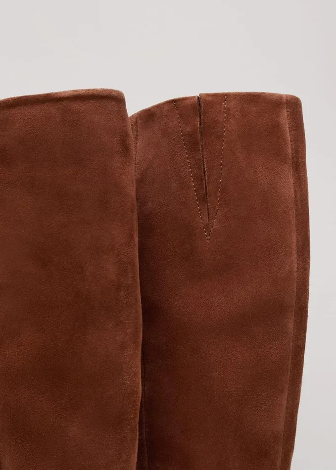 Phase Eight Tan Suede Block Heel Knee Boot Tan Women Boots