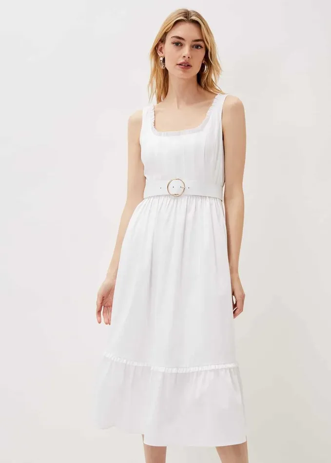 Phase Eight Tanya Cotton Belted Midaxi Dress White Women Dresses