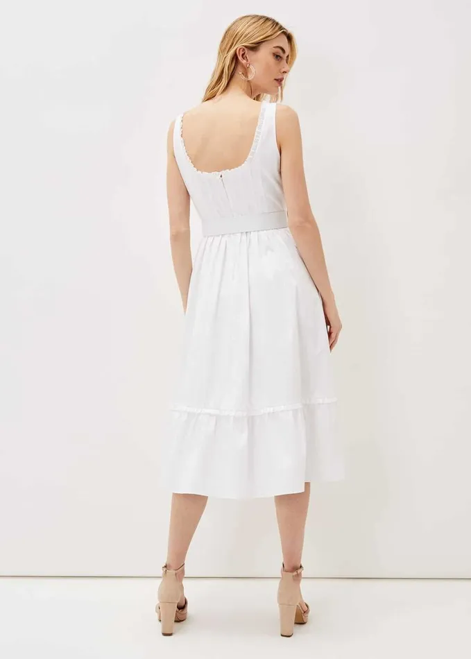 Phase Eight Tanya Cotton Belted Midaxi Dress White Women Dresses