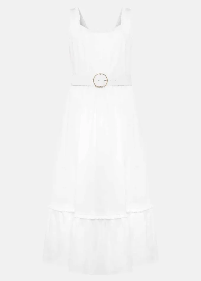 Phase Eight Tanya Cotton Belted Midaxi Dress White Women Dresses