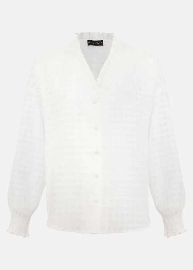 Phase Eight Tara Textured Frill Blouse White Women Shirts and Blouses