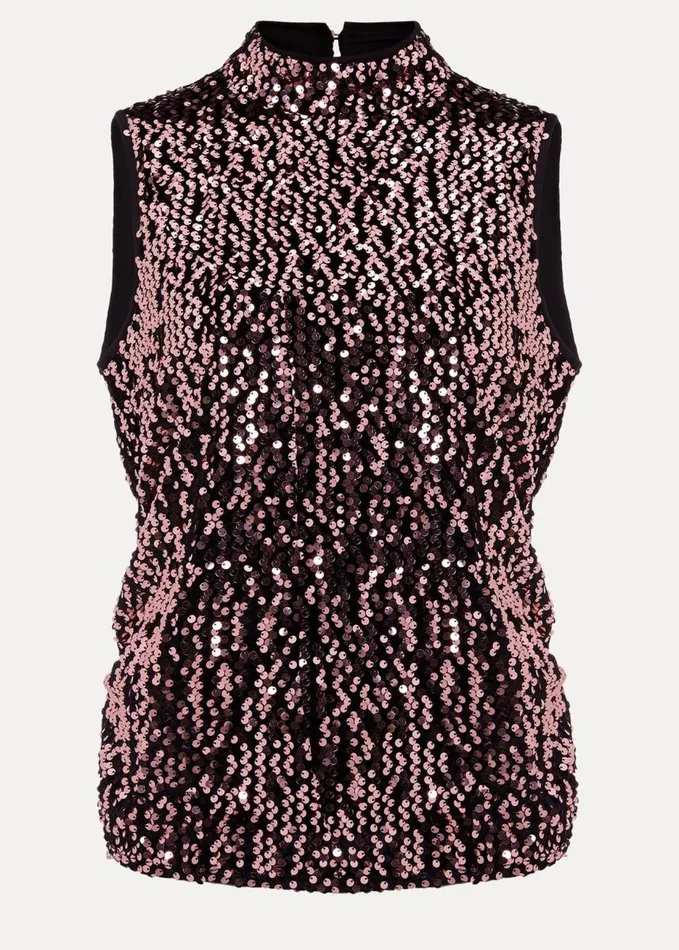 Phase Eight Tasha Sequin Top Pink Women Tops and TShirts