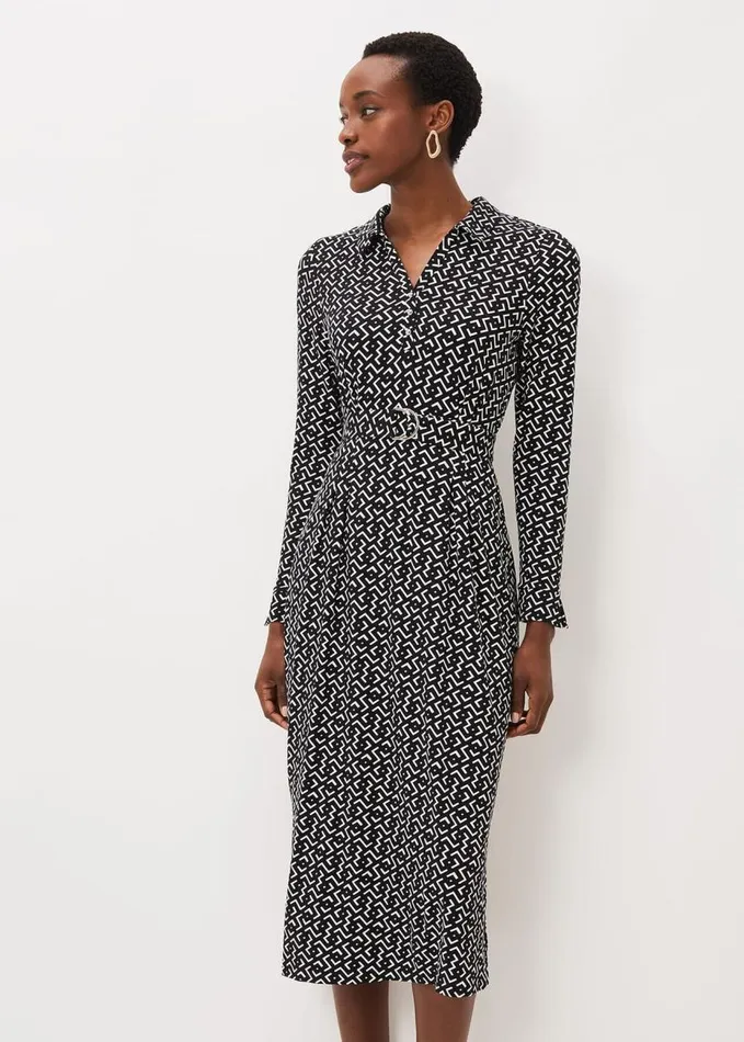 Phase Eight Teigan Abstract Print Midi Dress Blackivory Women Dresses