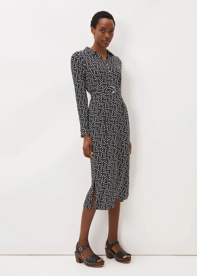 Phase Eight Teigan Abstract Print Midi Dress Blackivory Women Dresses