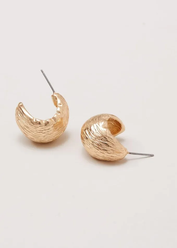 Phase Eight Textured Huggie Hoop Earrings Gold Women Jewellery
