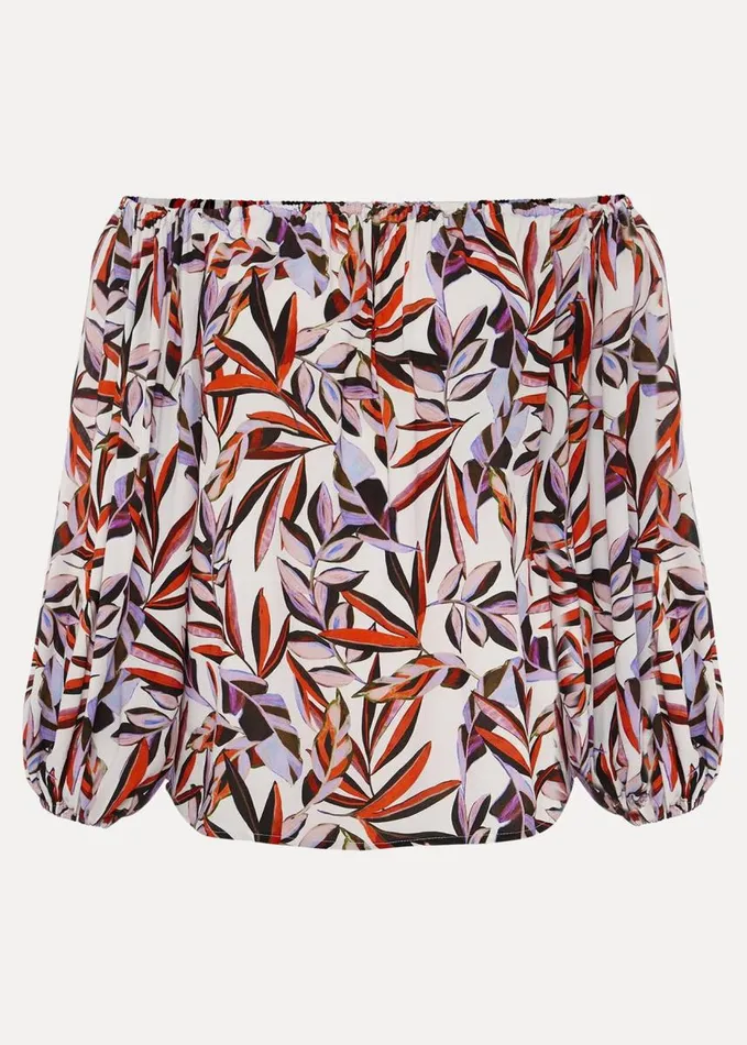 Phase Eight Tona Leaf Print Bardot Top Multicoloured Women Shirts and Blouses
