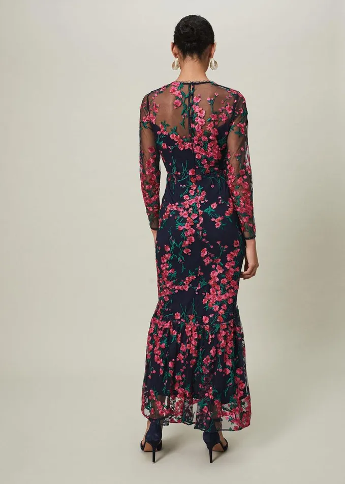 Phase Eight Trisha Embroidered Maxi Dress Navypink Women Dresses