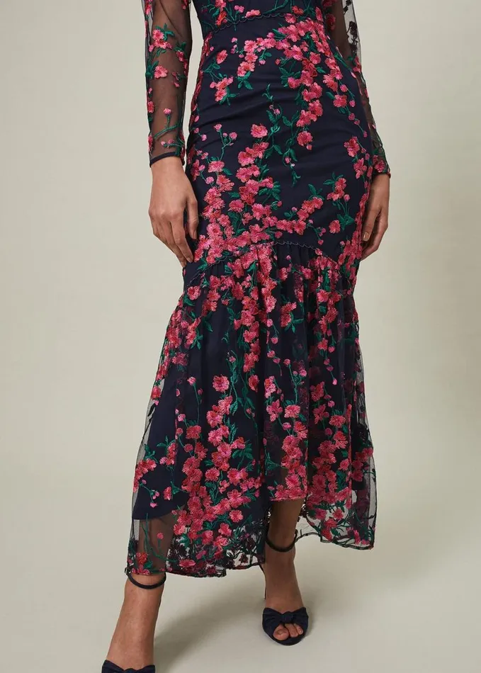 Phase Eight Trisha Embroidered Maxi Dress Navypink Women Dresses