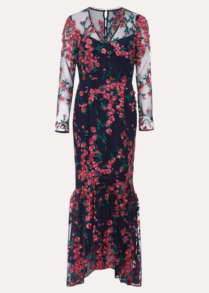Phase Eight Trisha Embroidered Maxi Dress Navypink Women Dresses