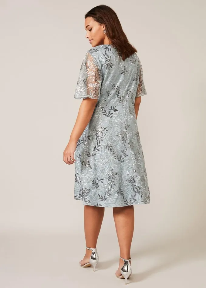 Phase Eight Trudy Embriodered Dress Blue Women Dresses