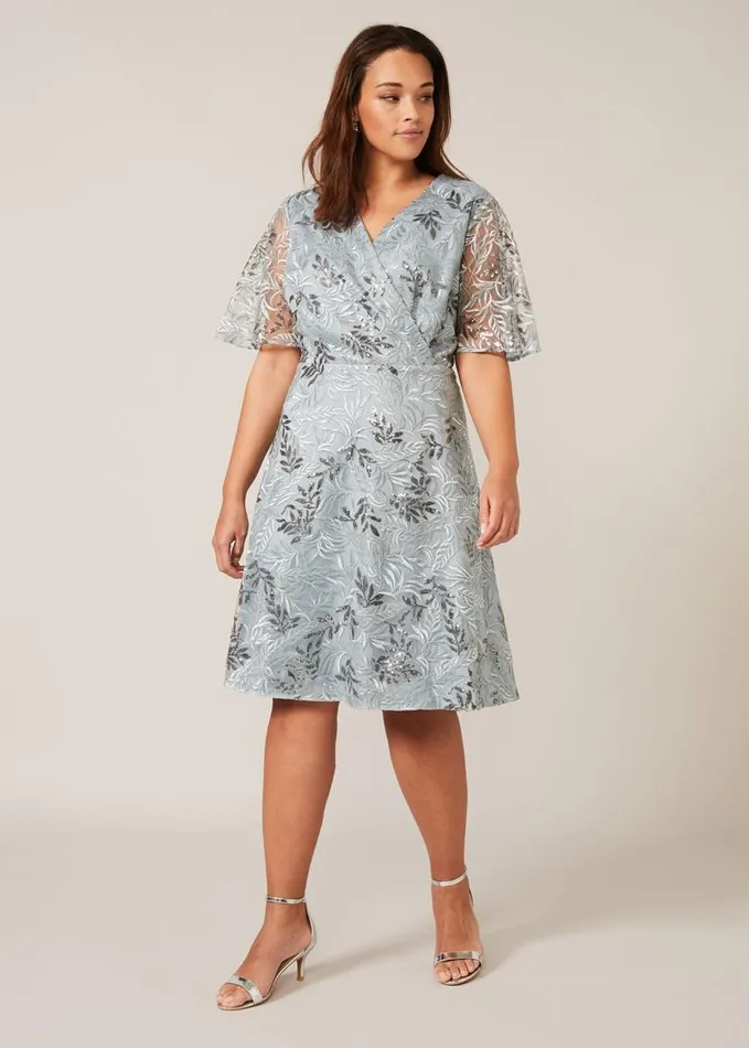 Phase Eight Trudy Embriodered Dress Blue Women Dresses