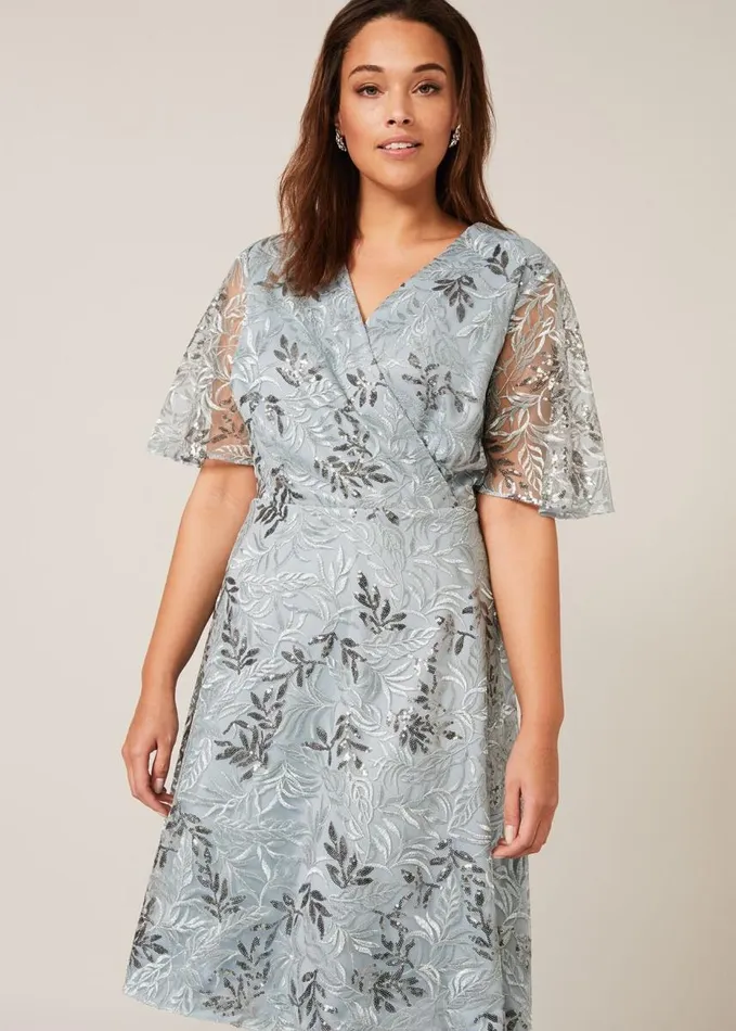 Phase Eight Trudy Embriodered Dress Blue Women Dresses