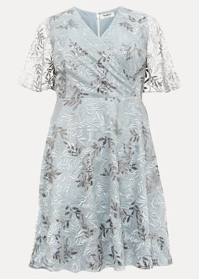 Phase Eight Trudy Embriodered Dress Blue Women Dresses