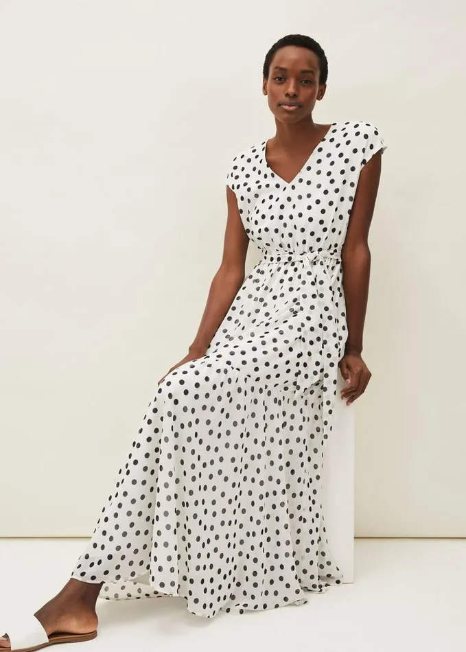 Phase Eight Verena Spot Maxi Dress Whiteblack Women Dresses