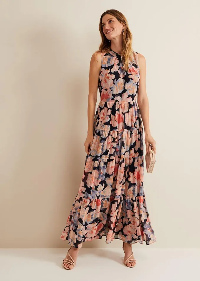 Phase Eight Vora Printed Tiered Maxi Dress Multicoloured Women Dresses