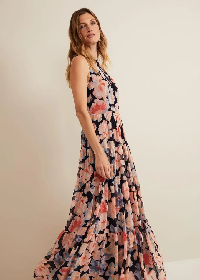 Phase Eight Vora Printed Tiered Maxi Dress Multicoloured Women Dresses