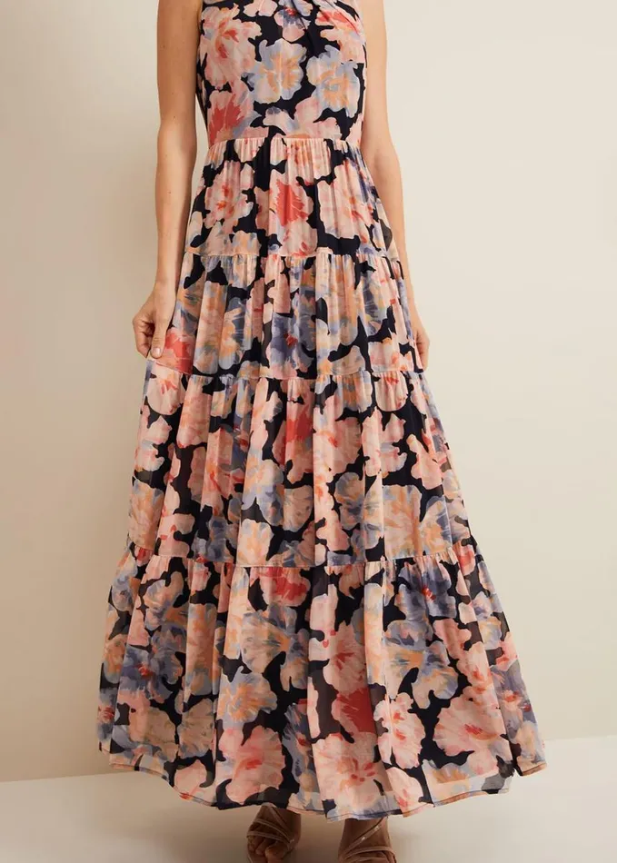 Phase Eight Vora Printed Tiered Maxi Dress Multicoloured Women Dresses