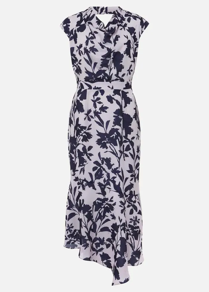 Phase Eight Willow Floral Cowl Neck Midi Dress Lattemulti Women Dresses
