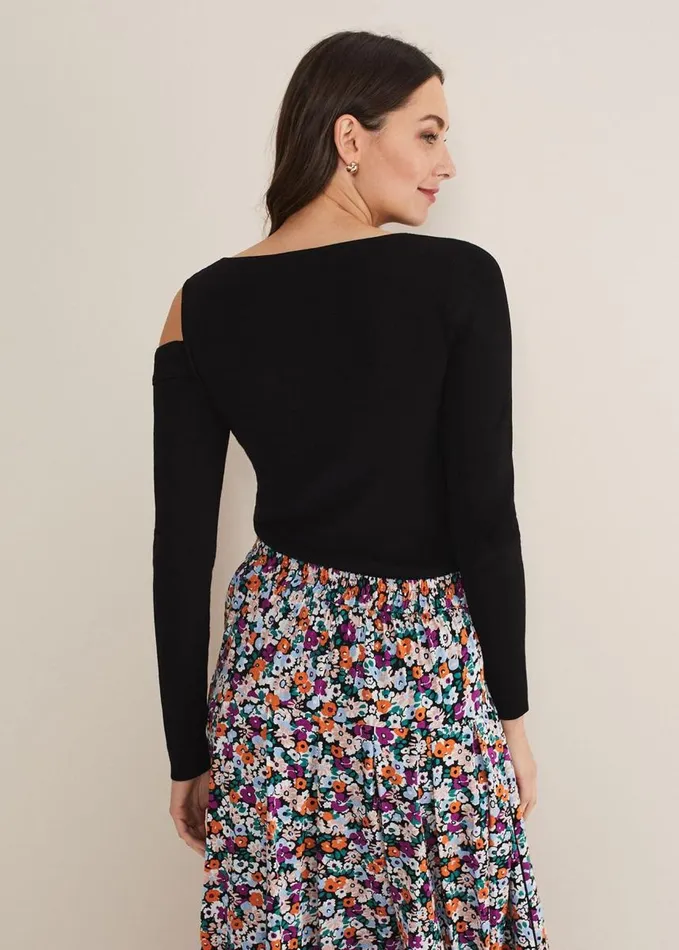 Phase Eight Wren Cut Out Knit Black Women Knitwear