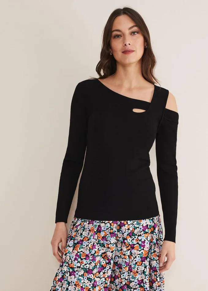 Phase Eight Wren Cut Out Knit Black Women Knitwear