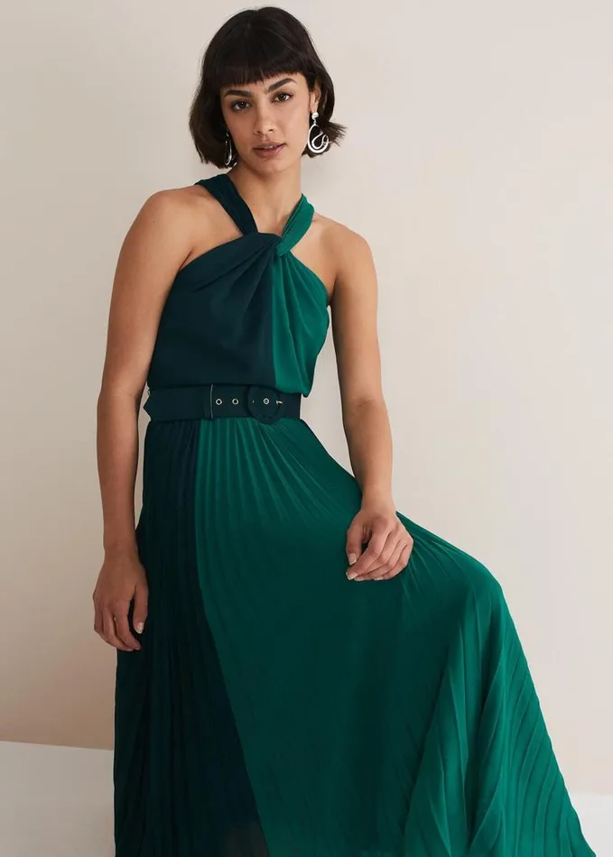 Phase Eight Xenia Pleated Midi Dress Bright Green Women Dresses