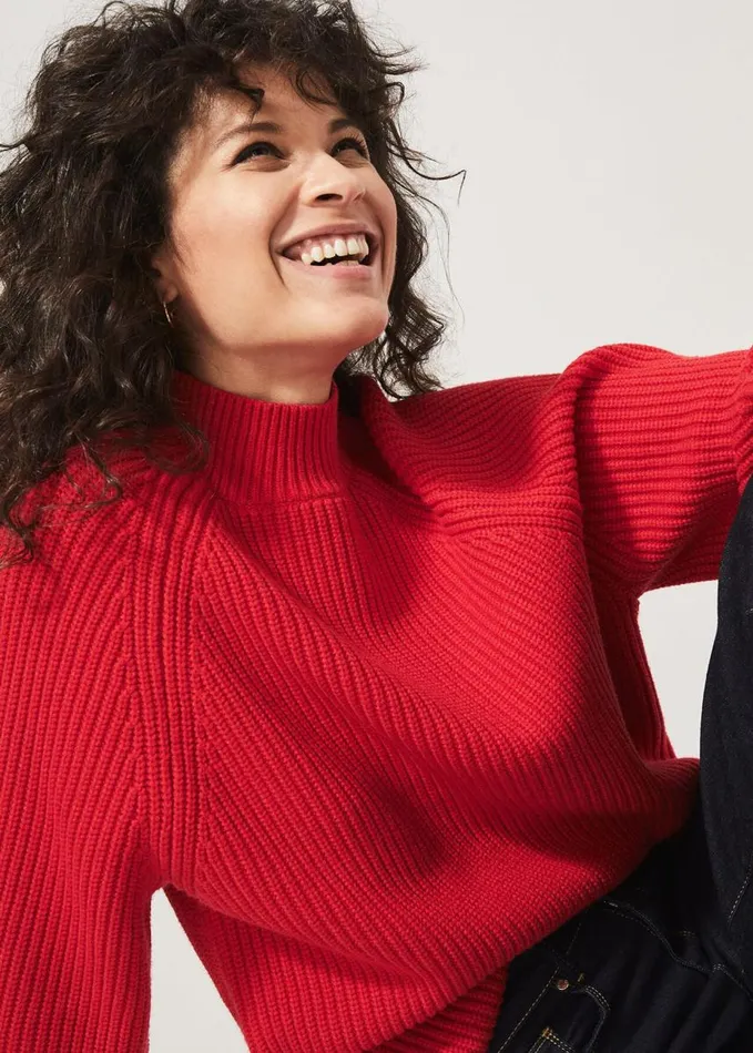 Phase Eight Yaretzi Ribbed Jumper Red Women Knitwear