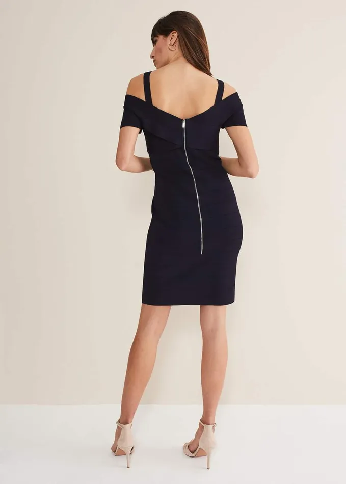 Phase Eight Zella Knitted Bandage Dress Navy Women Dresses