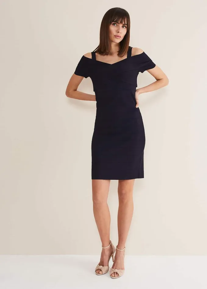 Phase Eight Zella Knitted Bandage Dress Navy Women Dresses