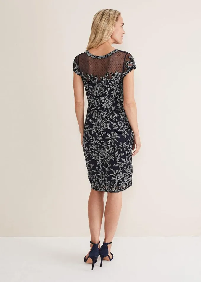 Phase Eight Zila Tapework Dress Navyivory Women Dresses