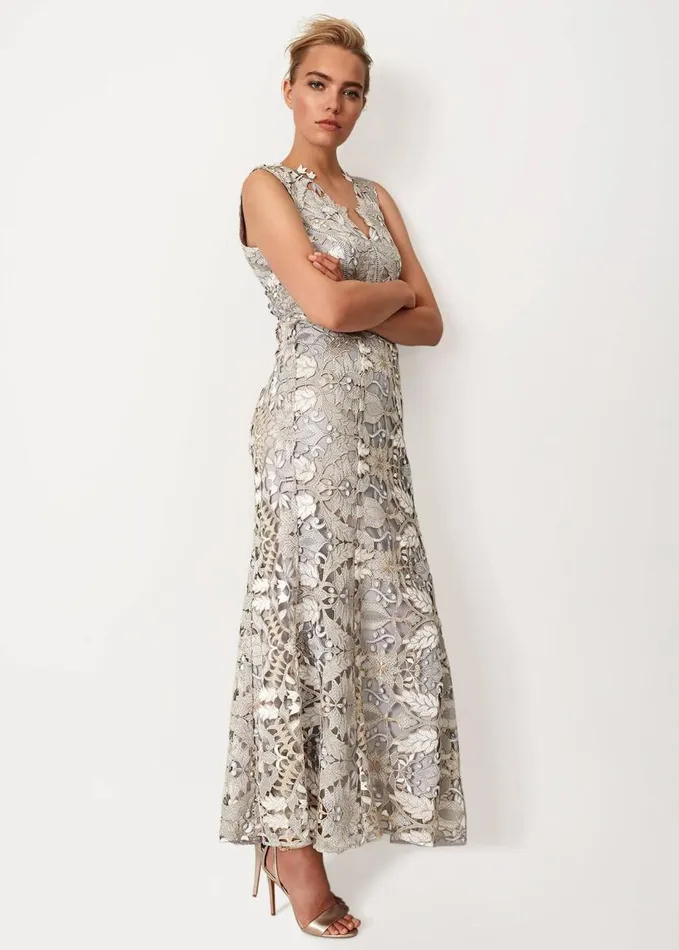 Phase Eight Zoey Lace Maxi Dress Smoke Women Dresses