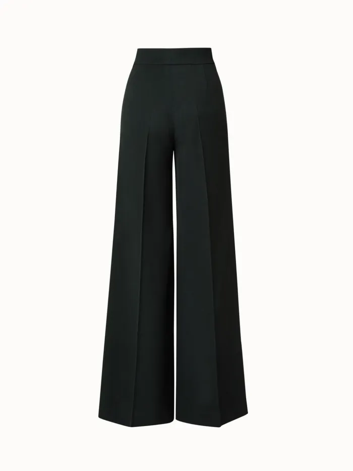 Pleated Wide Leg Wool Gabardine Pants Moss Women Akris Pants