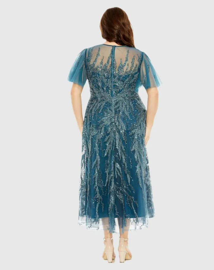 Plus Size Dresses High Neck Flutter Sleeve A Line Embellished Dress Plum Mac Duggal Women Plus Size Dresses High Neck Flutter Sleeve A Line Embellished Dress Plum Mac Duggal Women
