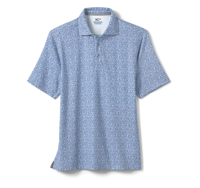 Polos and Tees Johnston and Murphy Men XC4 Performance Print Polos Cool Degree WhiteNavy Boat