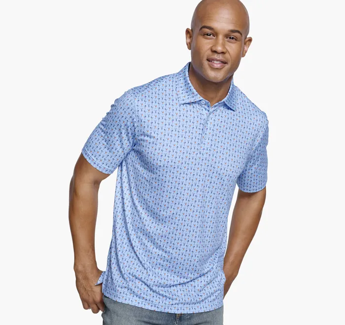 Polos and Tees XC4 Performance Print Polos Cool Degree BlueMulti Mini Martini 8211 Johnston and Murphy Men