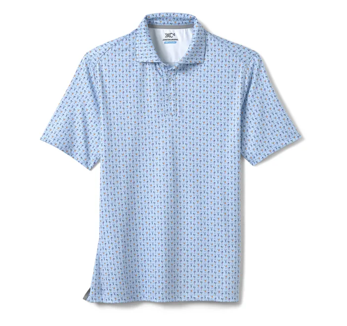 Polos and Tees XC4 Performance Print Polos Cool Degree BlueMulti Mini Martini 8211 Johnston and Murphy Men