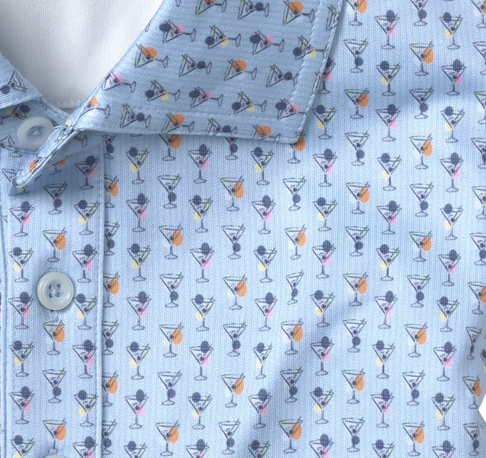 Polos and Tees XC4 Performance Print Polos Cool Degree BlueMulti Mini Martini 8211 Johnston and Murphy Men