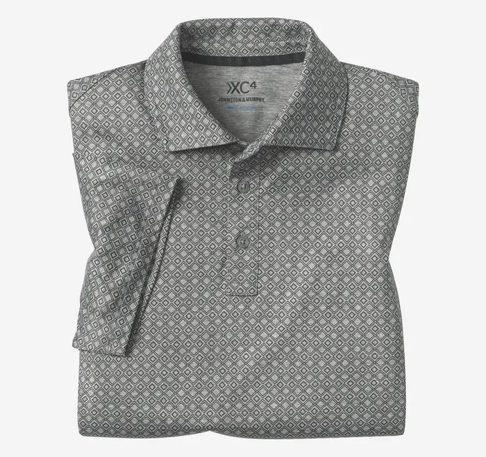 Polos and Tees XC4 Performance Print Polos Cool Degree Gray Diamonds 8211 Johnston and Murphy Men