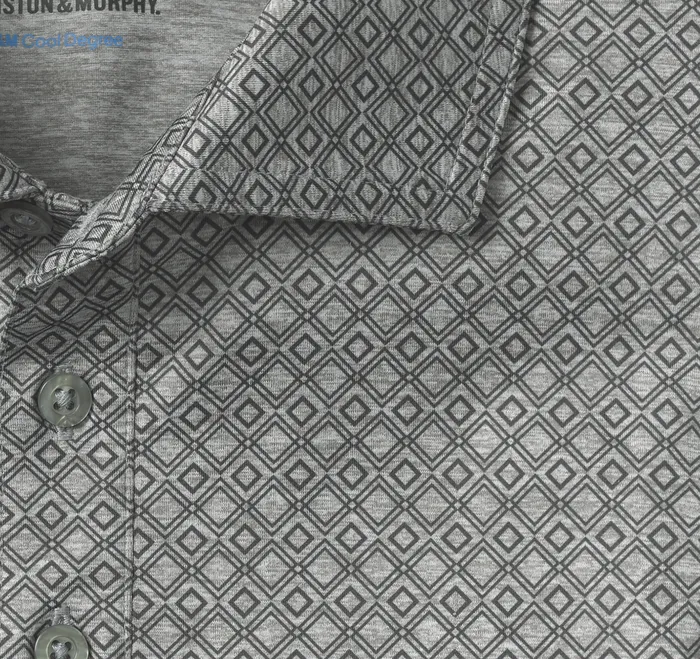 Polos and Tees XC4 Performance Print Polos Cool Degree Gray Diamonds 8211 Johnston and Murphy Men