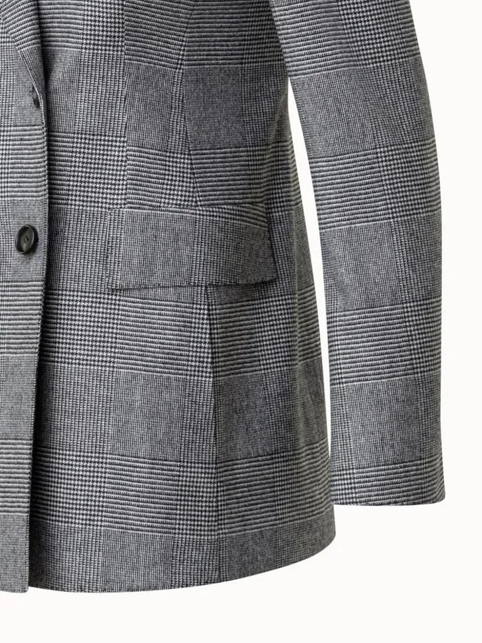 Prince Of Wales Checked Jacket In Wool Cashmere Blackecru Women Akris Jackets
